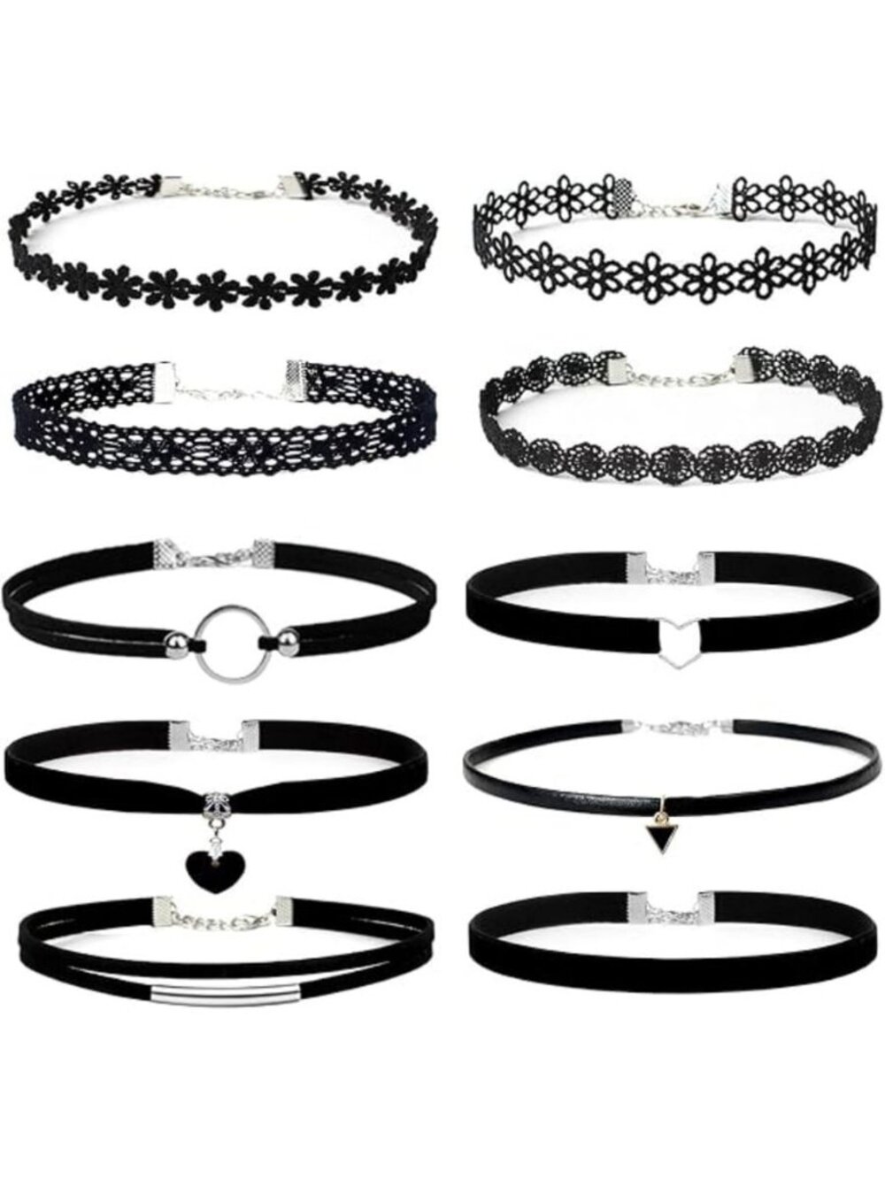 YOKER 10 Pcs Necklaces Black Velvet Choker Set for Womens